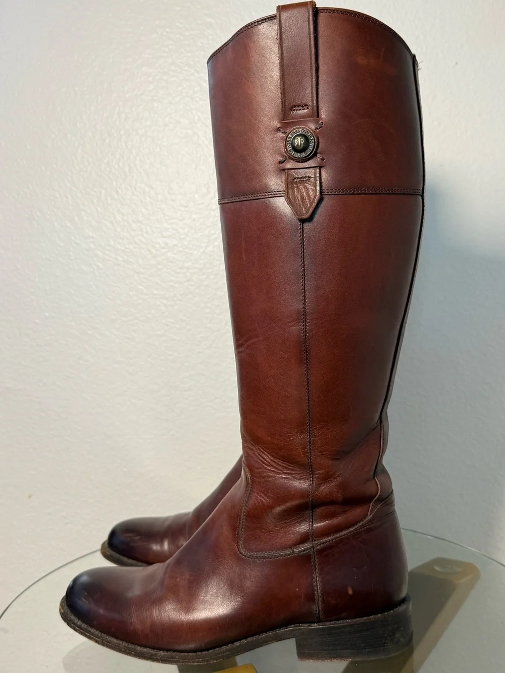 Frye Jayden Button Tall Riding Boots Redwood Wide Extended Calf - Picture 5 of 12